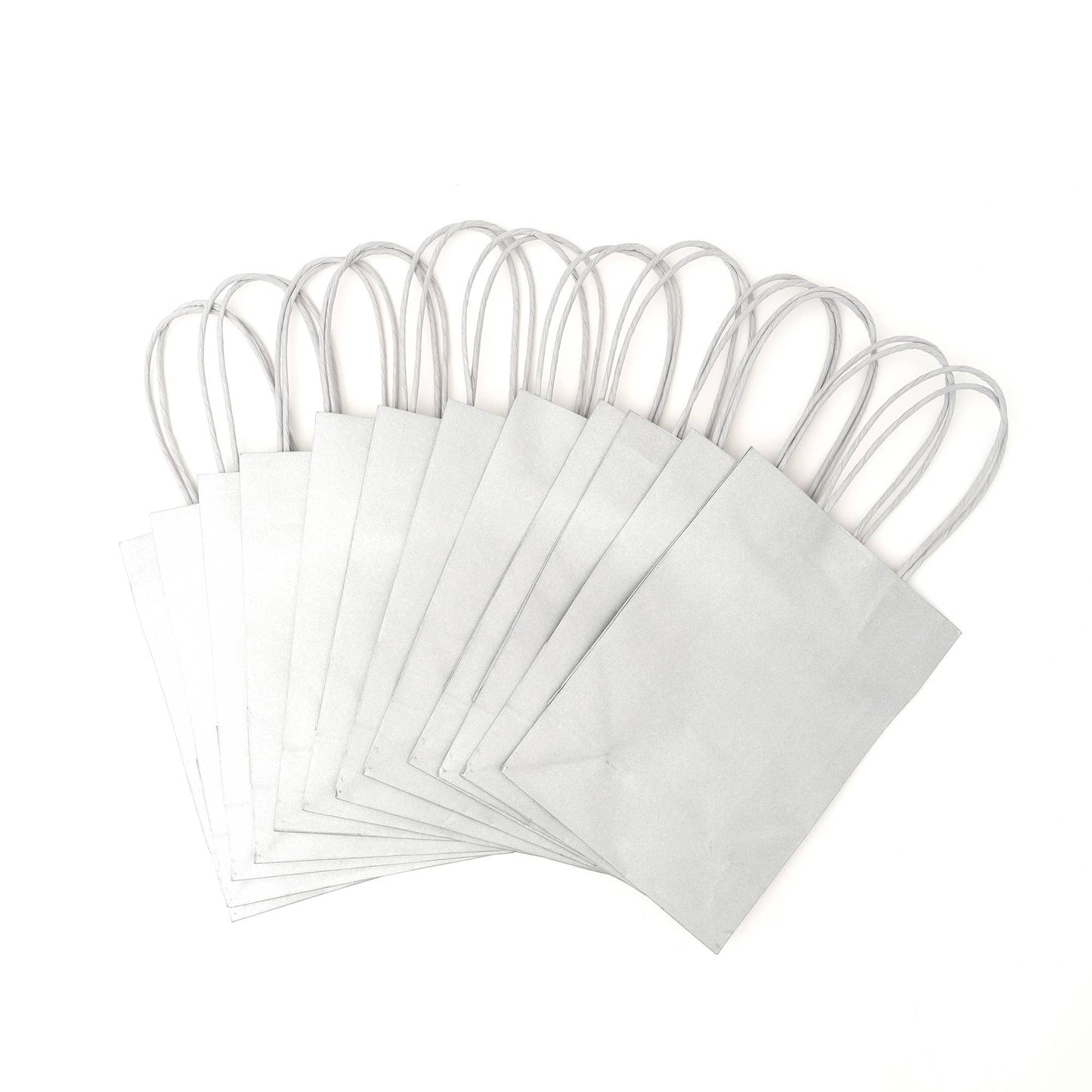 Small Paper Gift Bags 8" 12pc/pack - Silver: Silver