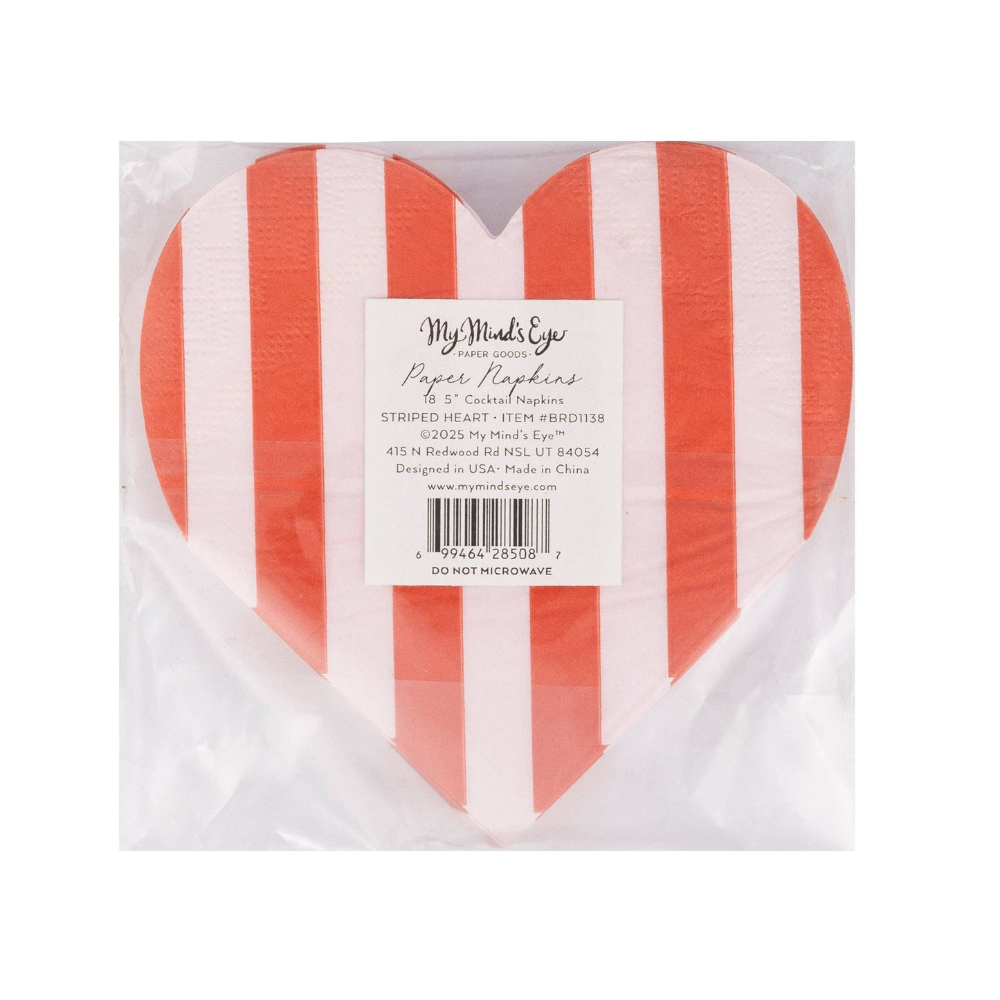 BRD1138 - Striped Heart Cocktail Napkin