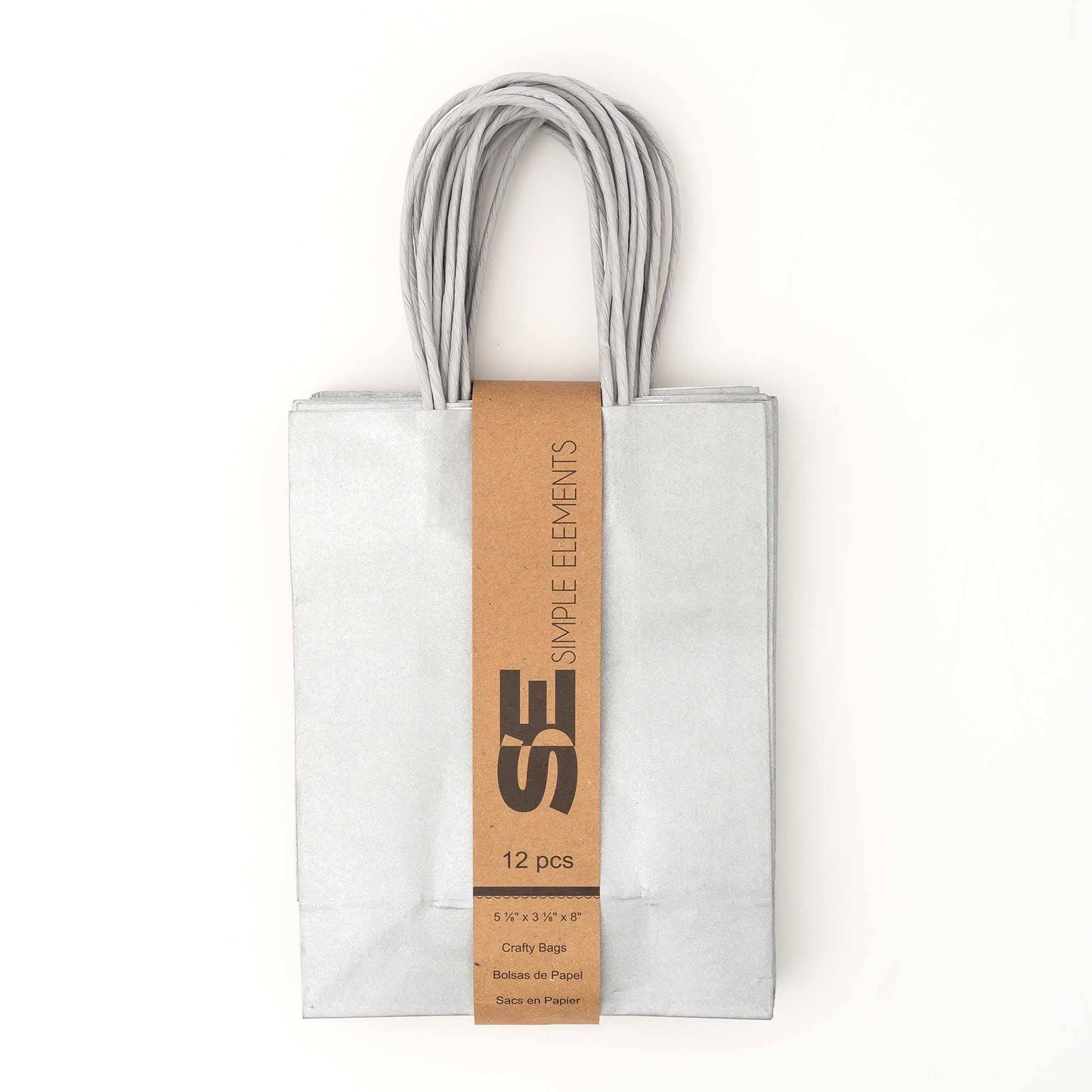 Small Paper Gift Bags 8" 12pc/pack - Silver: Silver