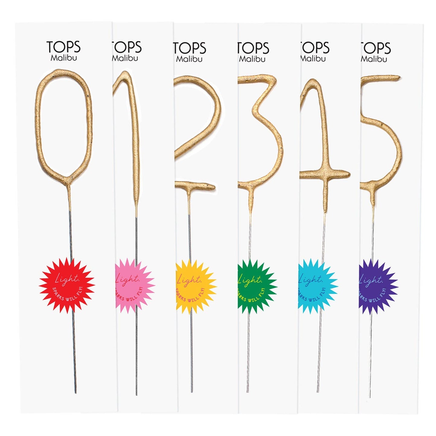 Big 8" Gold Number Sparkler Wands - Pre-Filled Display