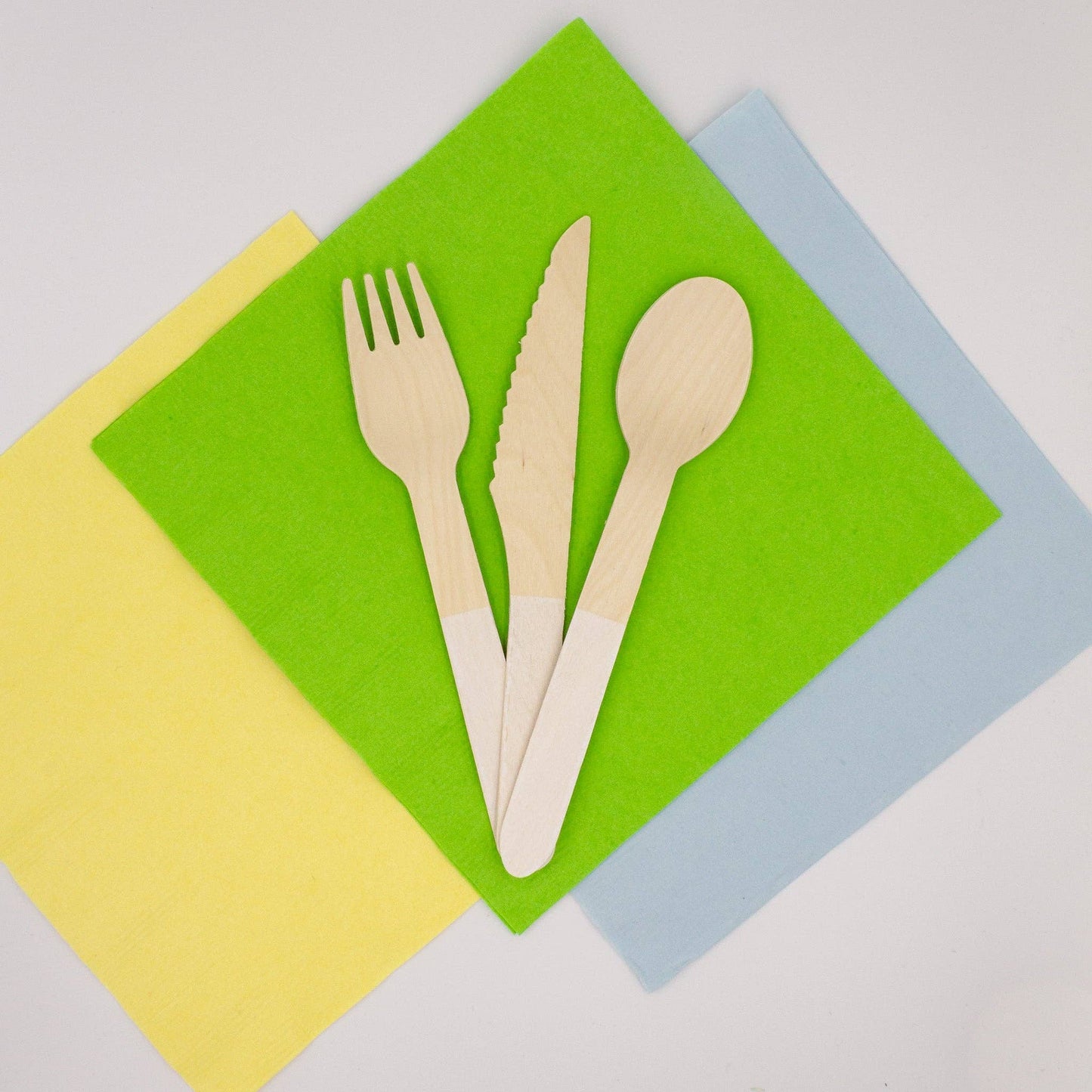 White Wooden Utensils - Spoon, Fork, Knife (Set of 24)