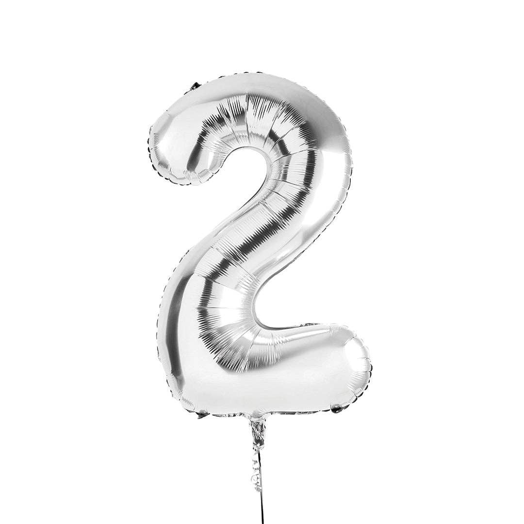 Silver Number '2' Foil Balloon 34"