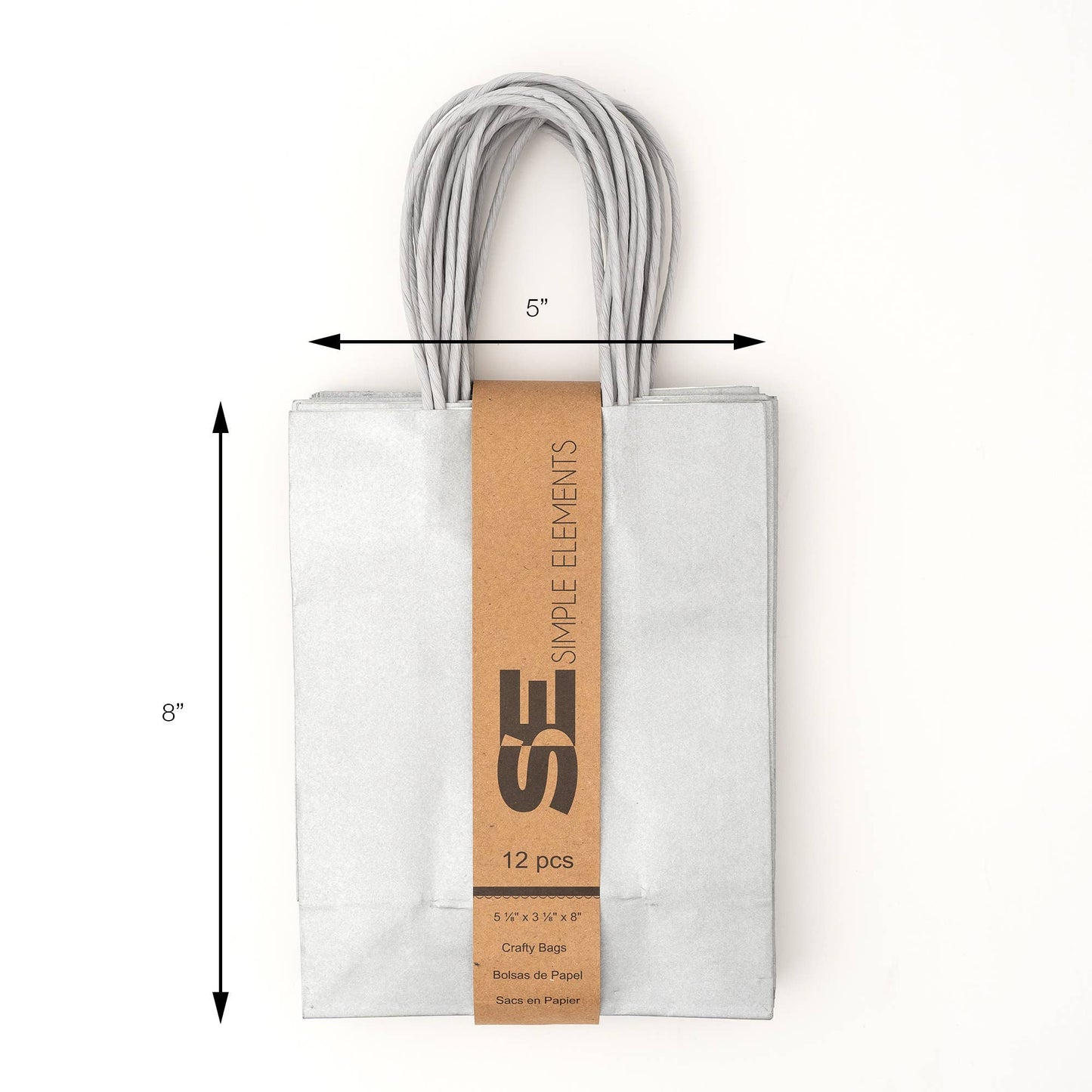 Small Paper Gift Bags 8" 12pc/pack - Silver: Silver
