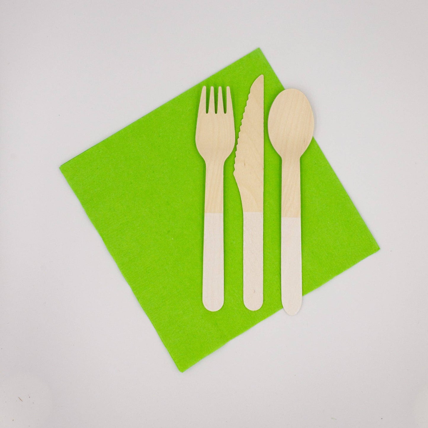 White Wooden Utensils - Spoon, Fork, Knife (Set of 24)
