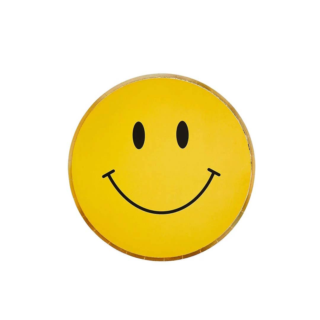 9" Smiley Gold Foiled Paper Plates 8 Pack