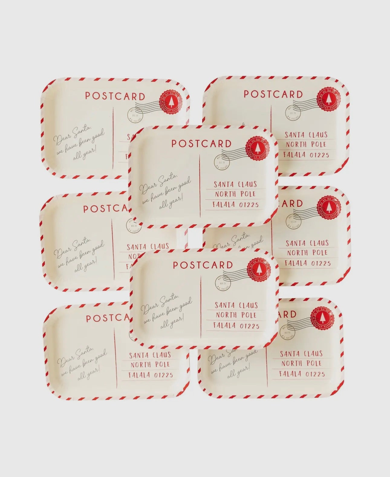 Santa Postcard Shaped Plates