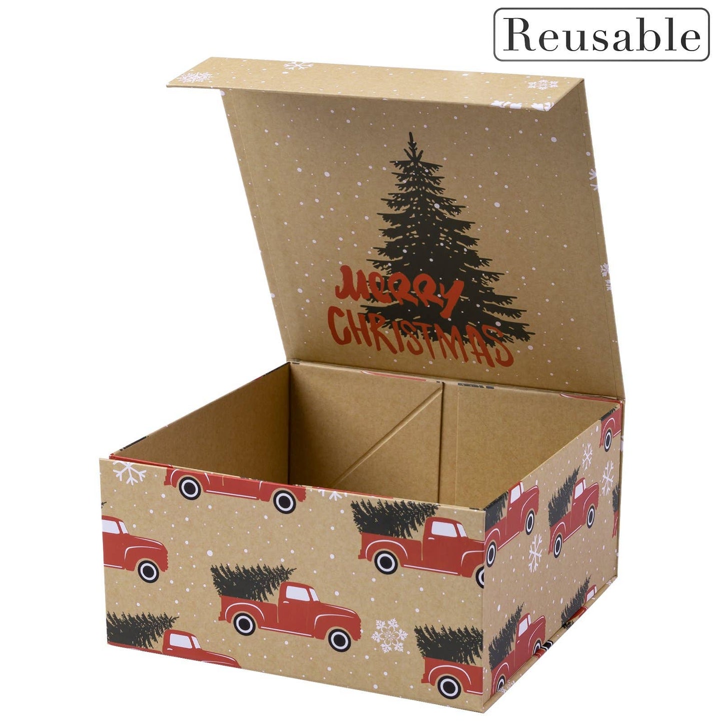 8" x 8" x 4" Red Christmas Gift Box with Lid