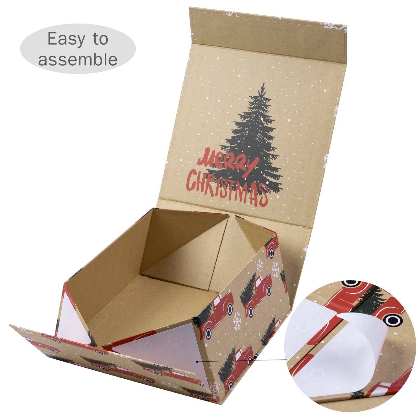 8" x 8" x 4" Red Christmas Gift Box with Lid