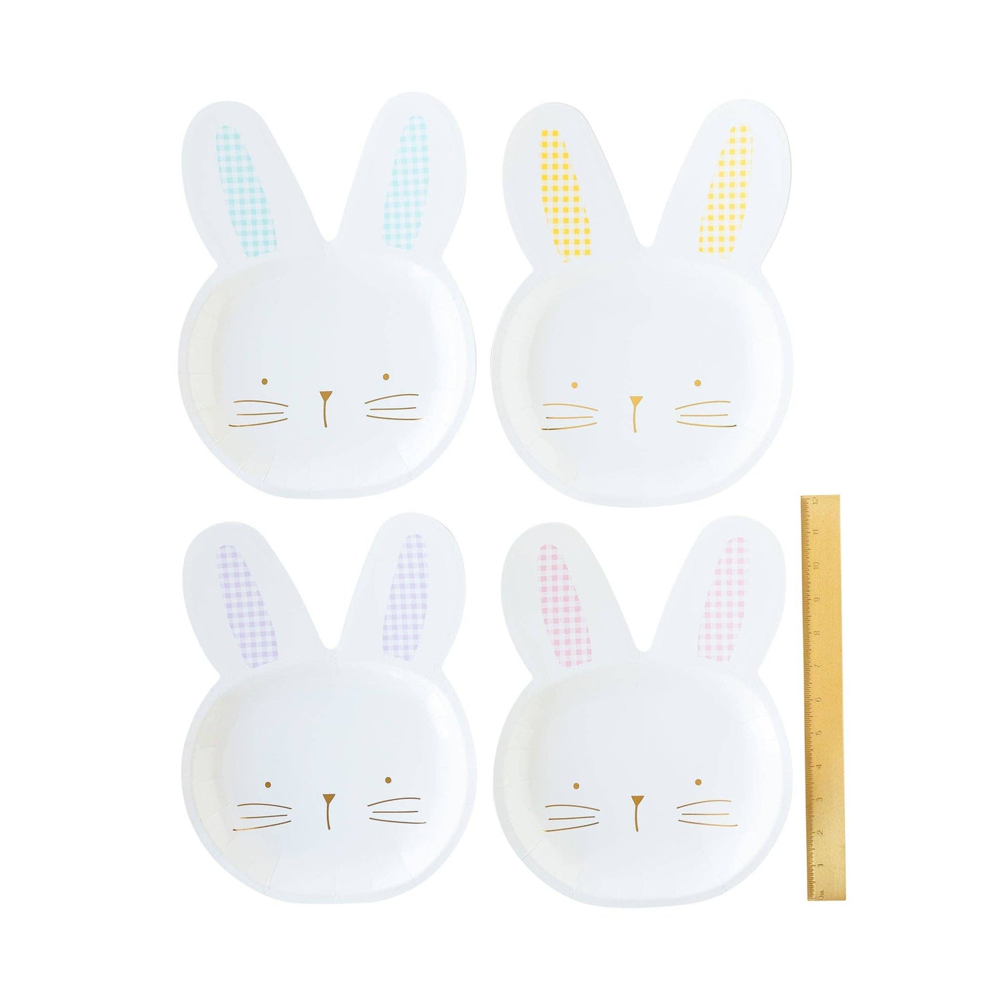 EAS944 - Gingham Bunny Shaped Plate Set