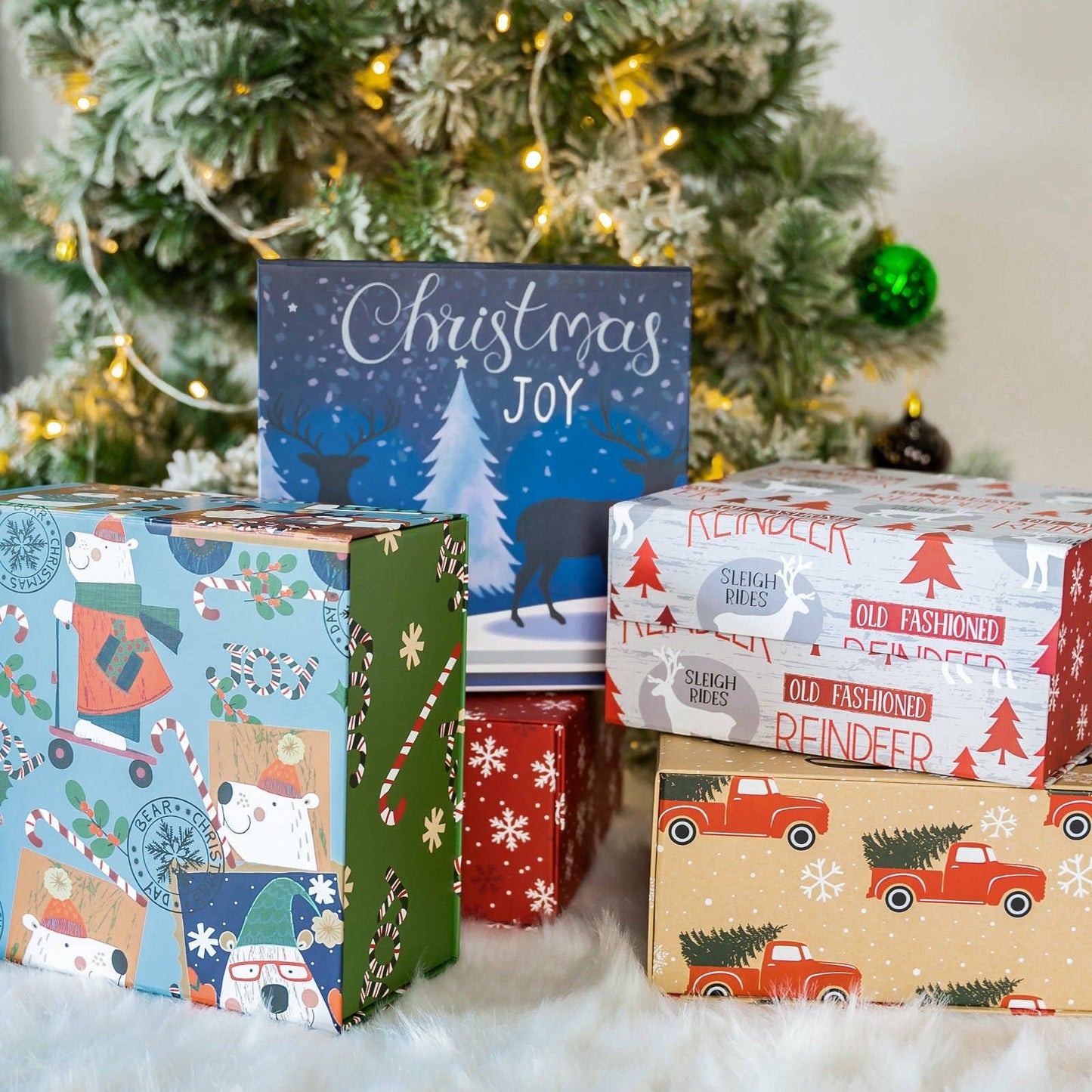 8" x 8" x 4" Red Christmas Gift Box with Lid