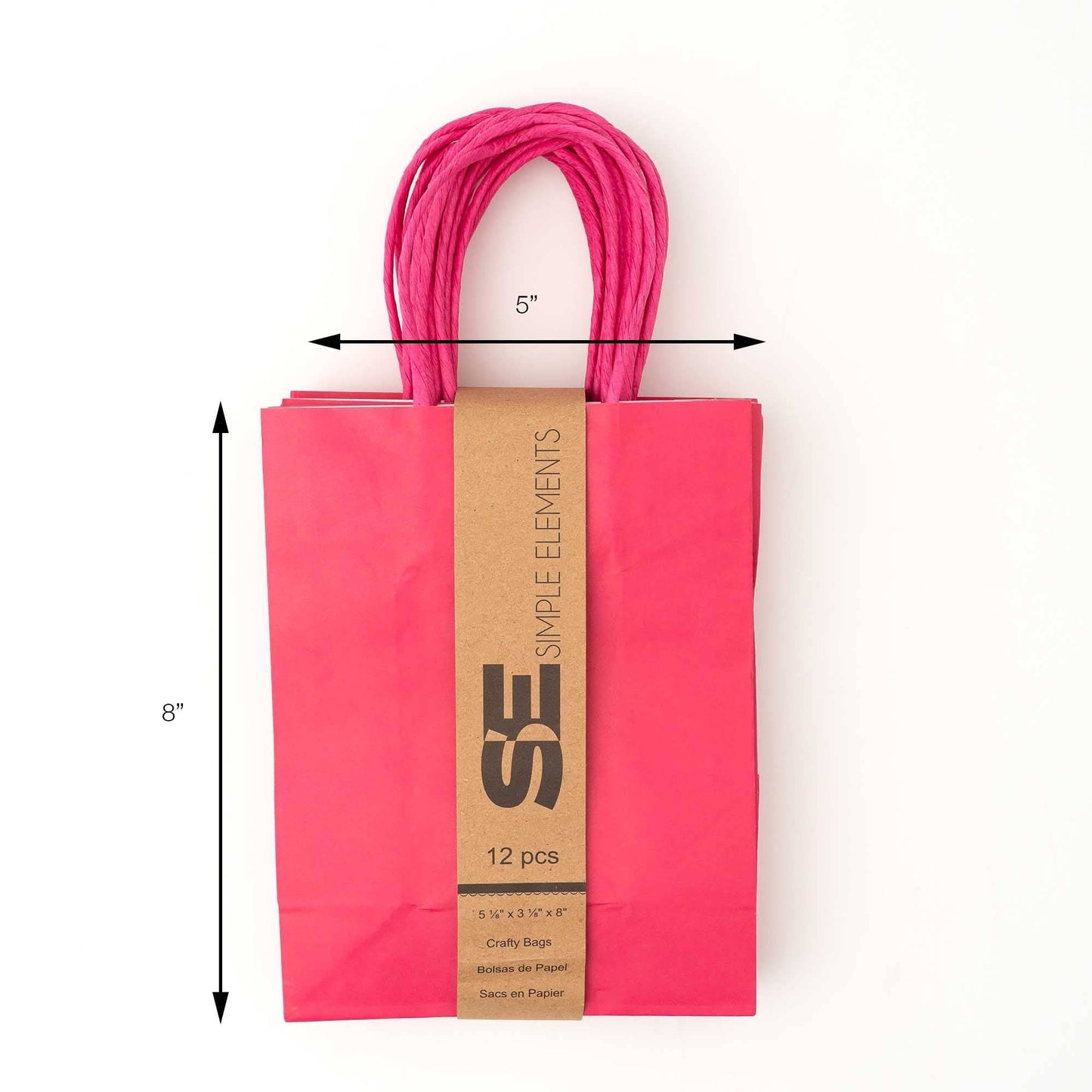 Small Paper Gift Bags 8" 12pc/pack - Fuchsia: Fuchsia