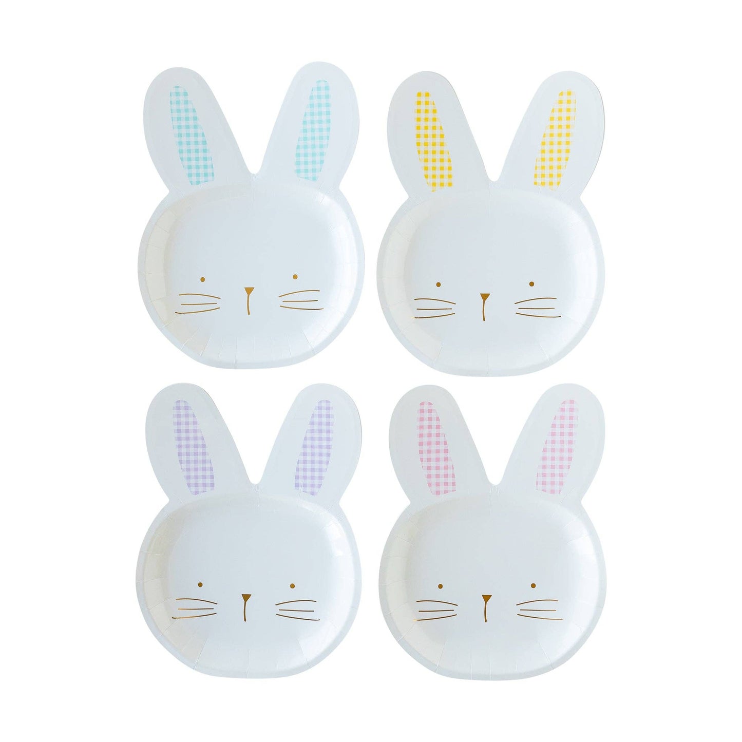 EAS944 - Gingham Bunny Shaped Plate Set
