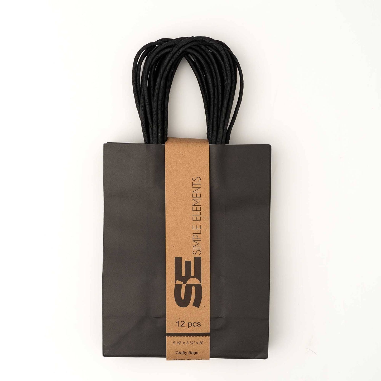 Small Paper Gift Bags 8" 12pc/pack - Black: Black