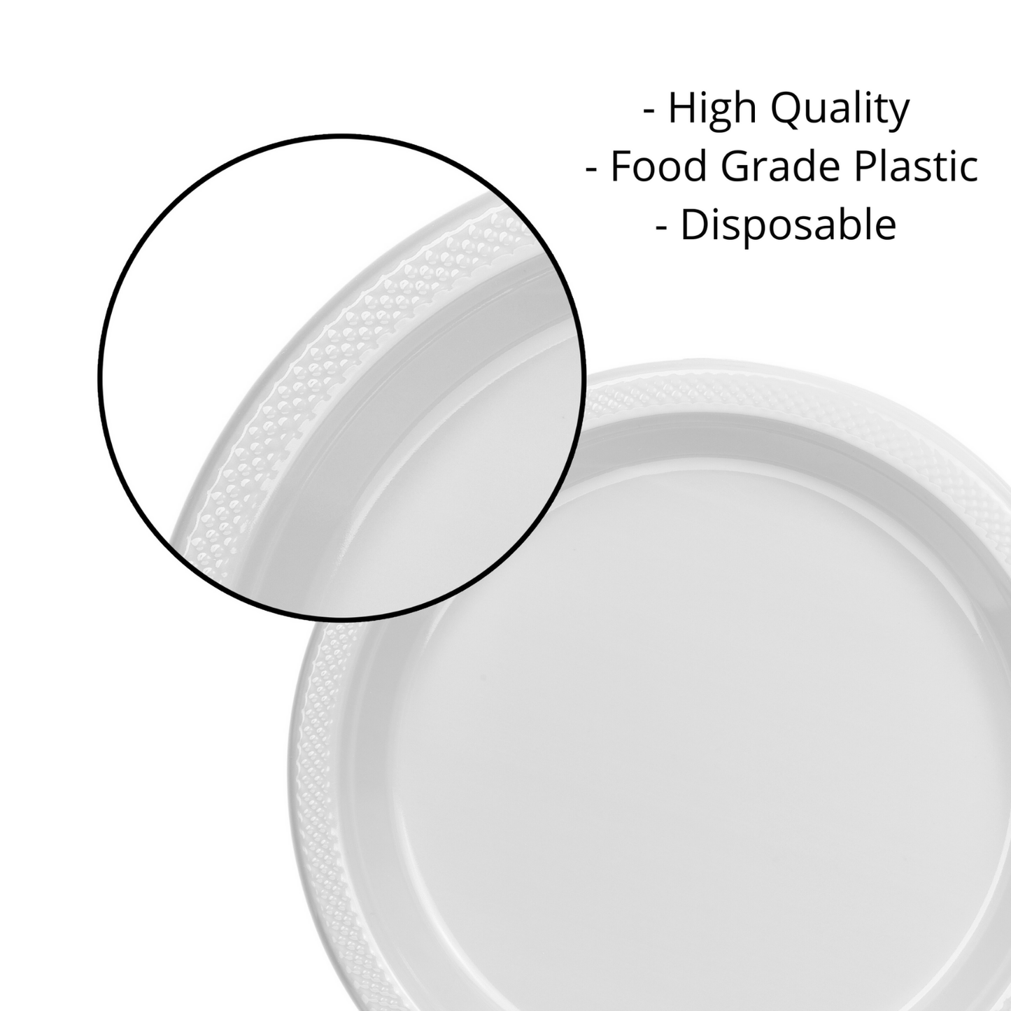 9 In. White Plastic Plates Disposable - 50 Ct.: White / 9 in.