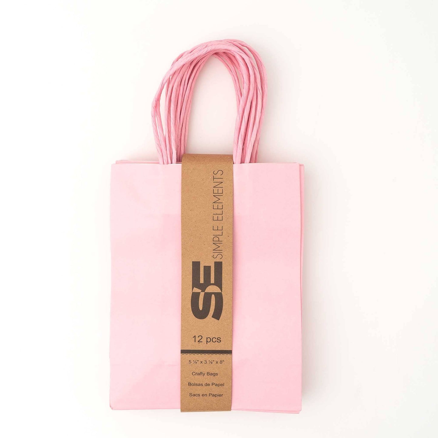 Small Paper Gift Bags 8" 12pc/pack - Pink: Pink