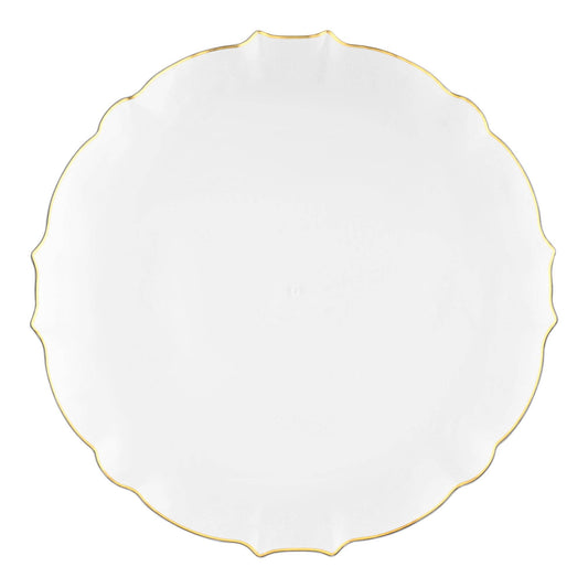 Clear Gold Lotus Plastic Dinner Plates (10 Plates)