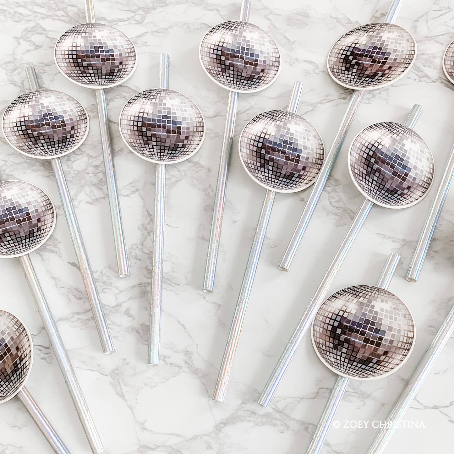 Disco Ball Themed Paper straws (12 Pack)