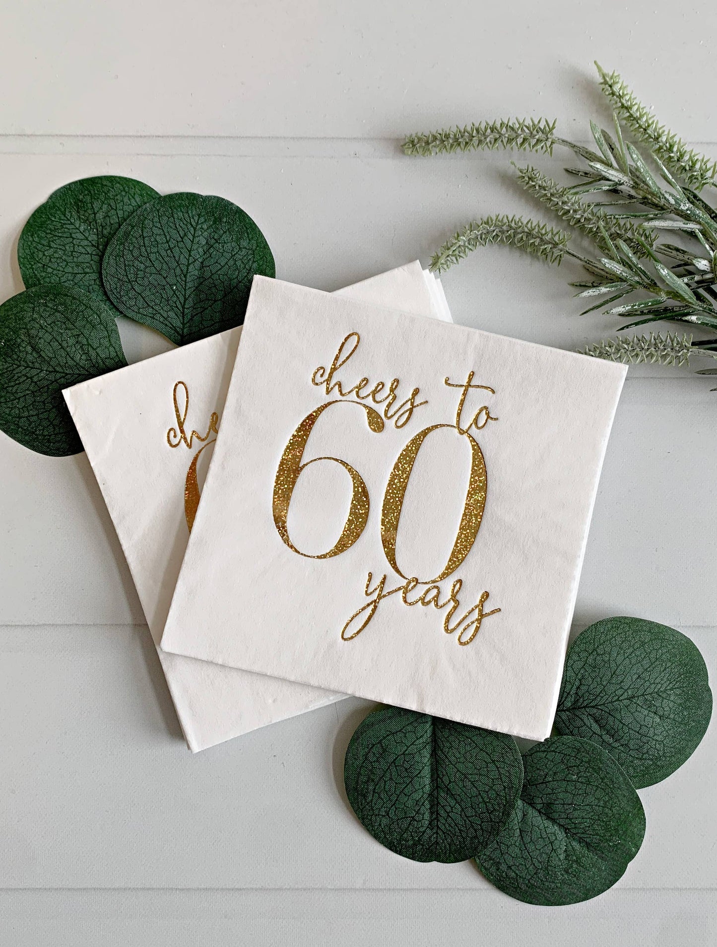 Cheers to 60 Years Cocktail Napkins - Gold on White