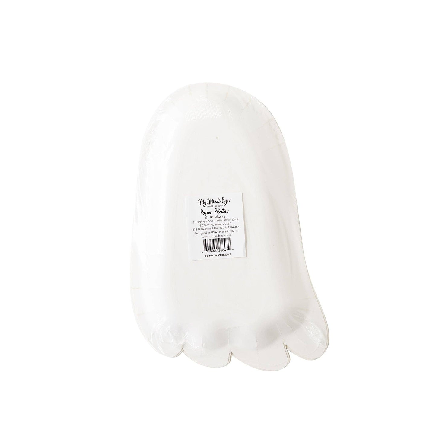 PUM1046 -  Hey Pumpkin Sunny Ghost Shaped Paper Plate