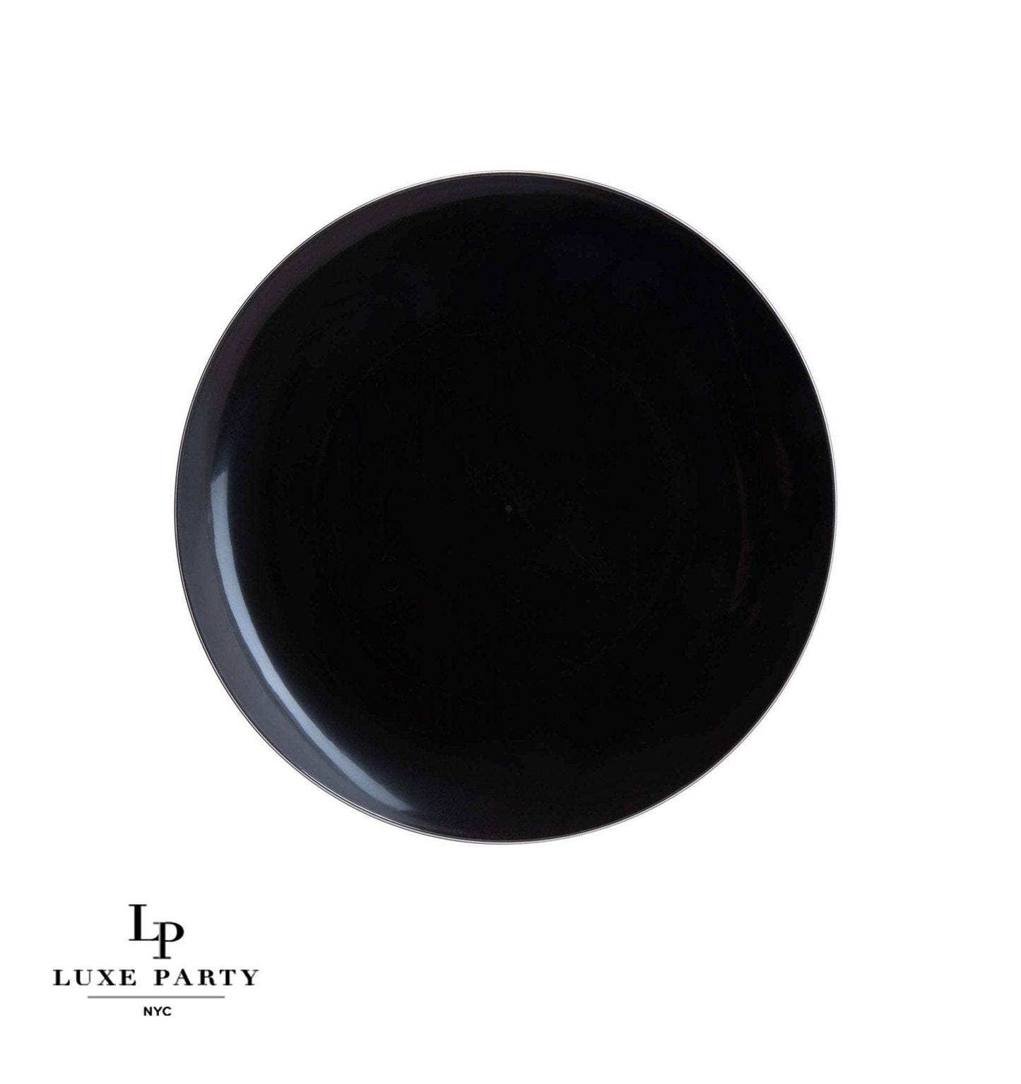 Black • Silver Round Plastic Plates | 10 Pack: 10.25" Dinner Plates