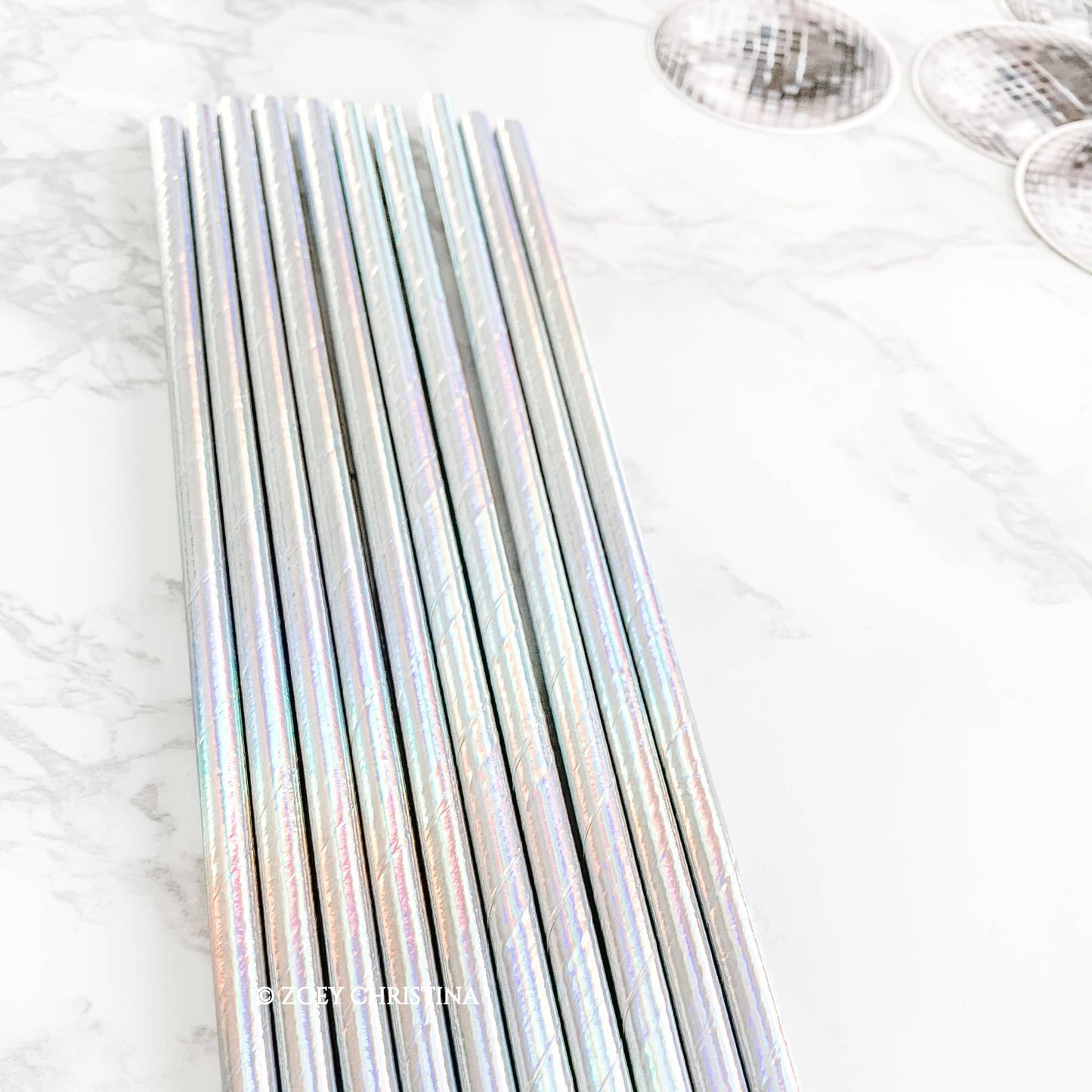 Disco Ball Themed Paper straws (12 Pack)