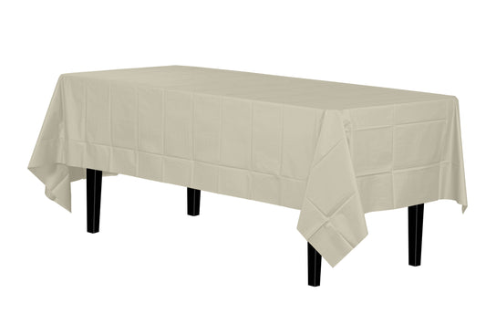 Ivory Disposable Plastic Tablecloth - 54 in. x 108 in.: Ivory / 54 in. x 108 in.