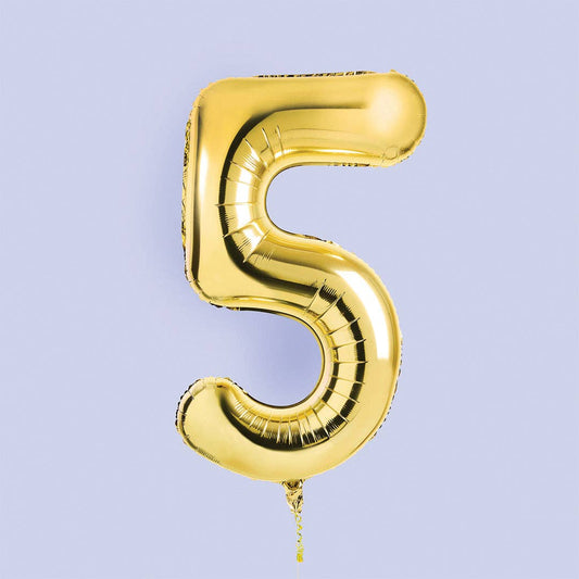 Gold Number '5' Foil Balloon 34"