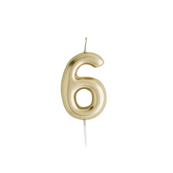 Gold Number '6' Candle