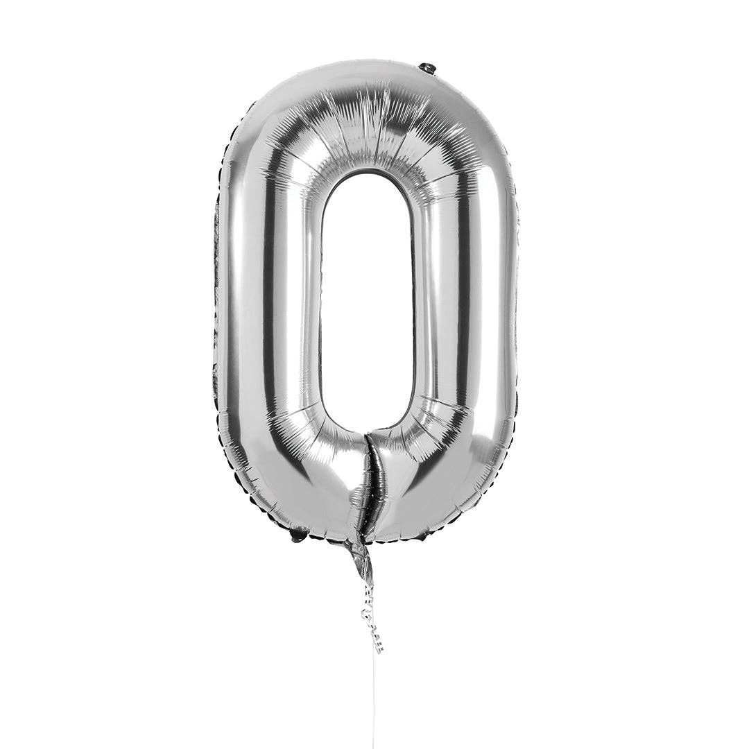 Silver Number '0' Foil Balloon 34"