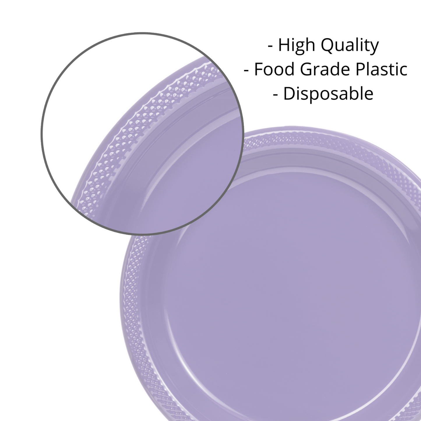 7 In. Lavender Plastic Plates Disposable - 50 Ct.