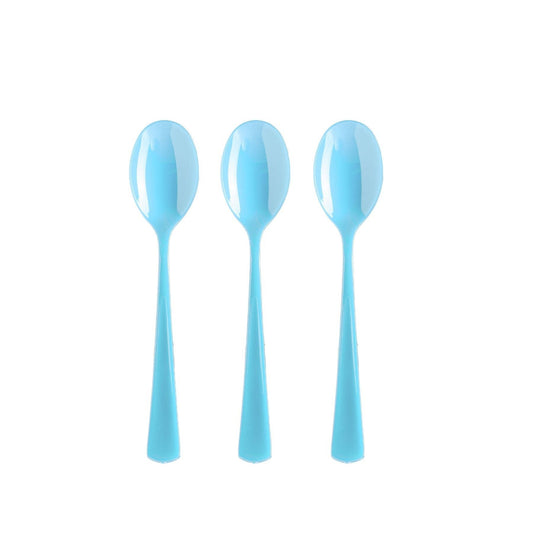 Heavy Duty Light Blue Plastic Spoons - 50 Ct.: 7 in.