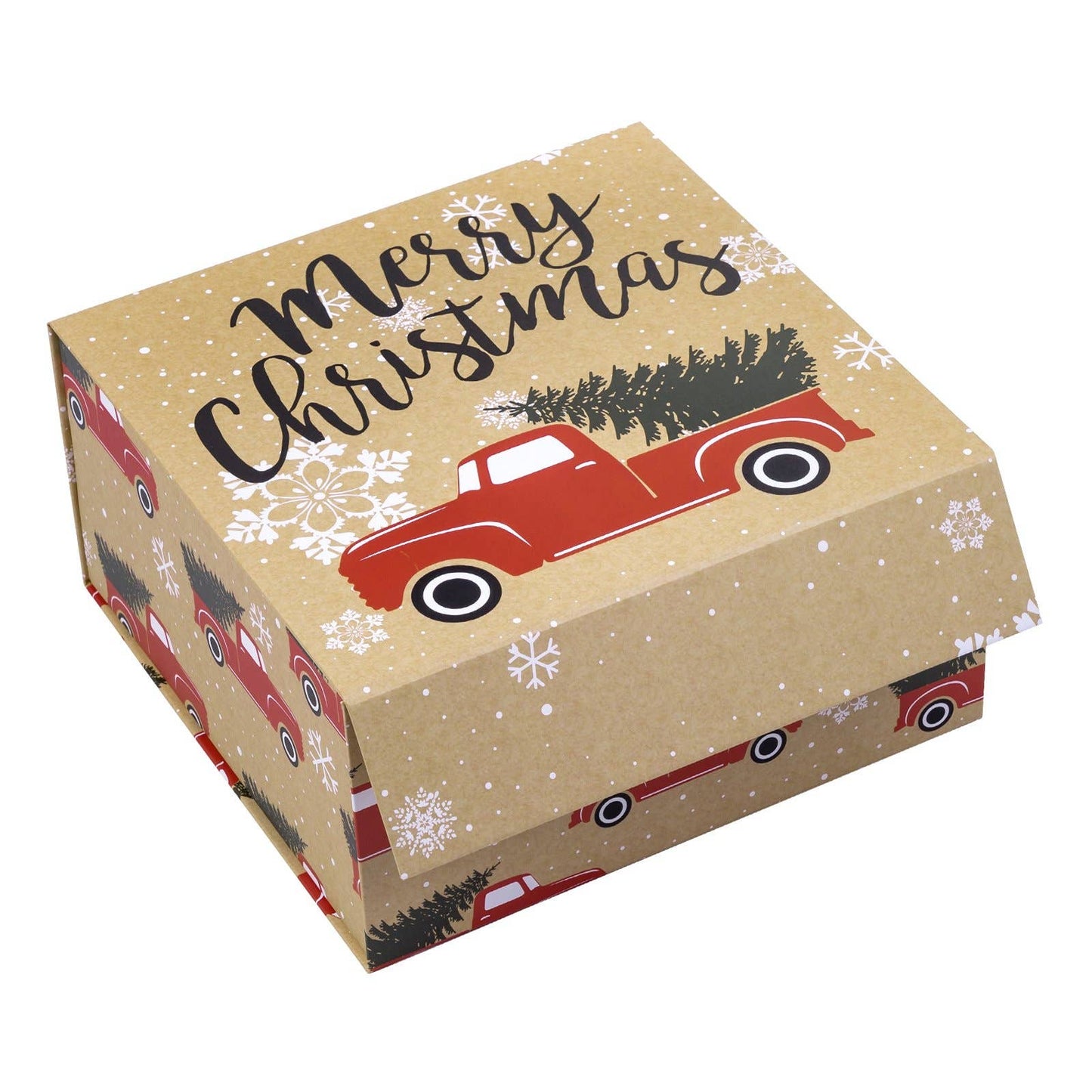 8" x 8" x 4" Red Christmas Gift Box with Lid