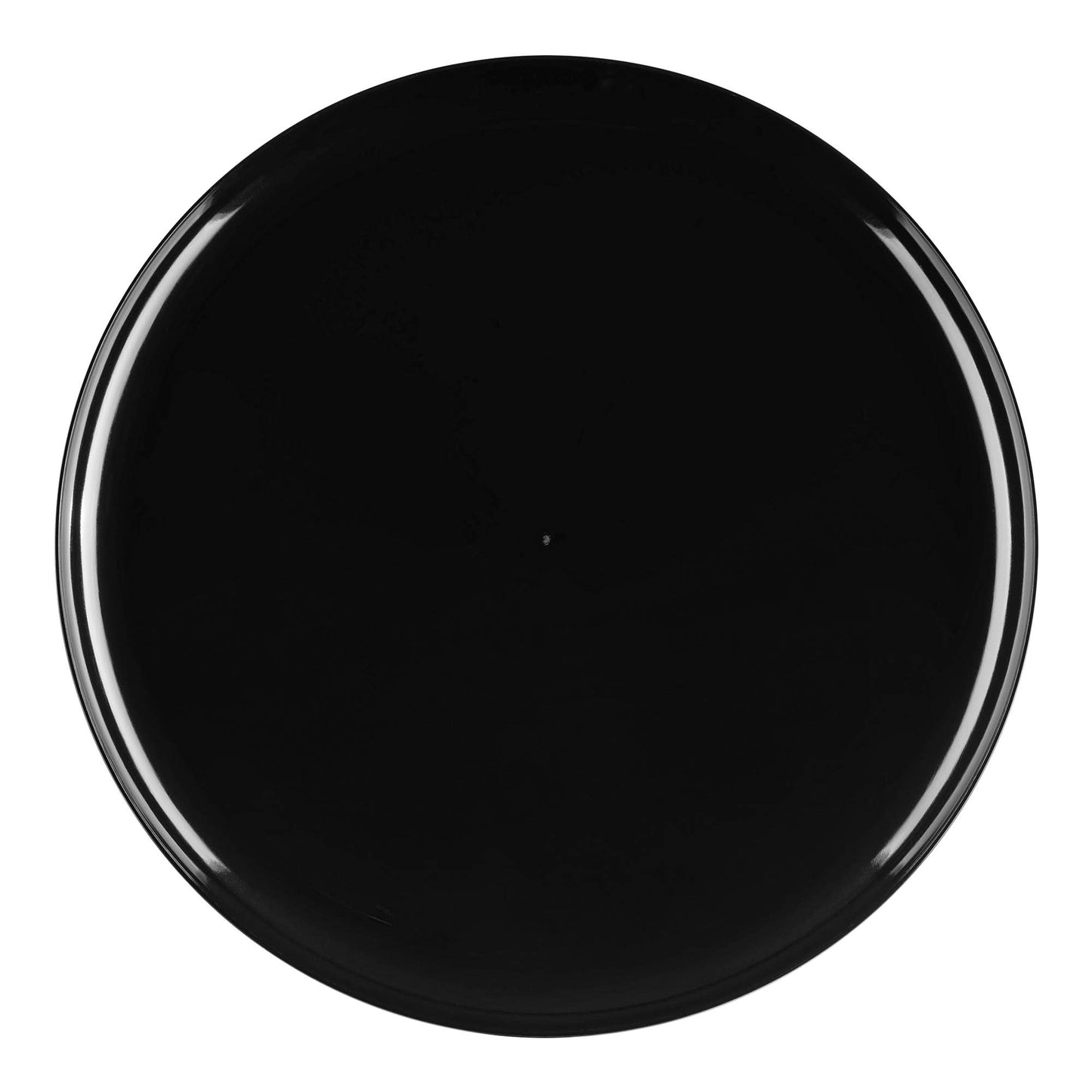 10" Black Flat Round Plastic Dinner Plates