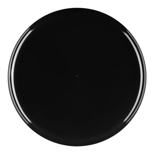 10" Black Flat Round Plastic Dinner Plates