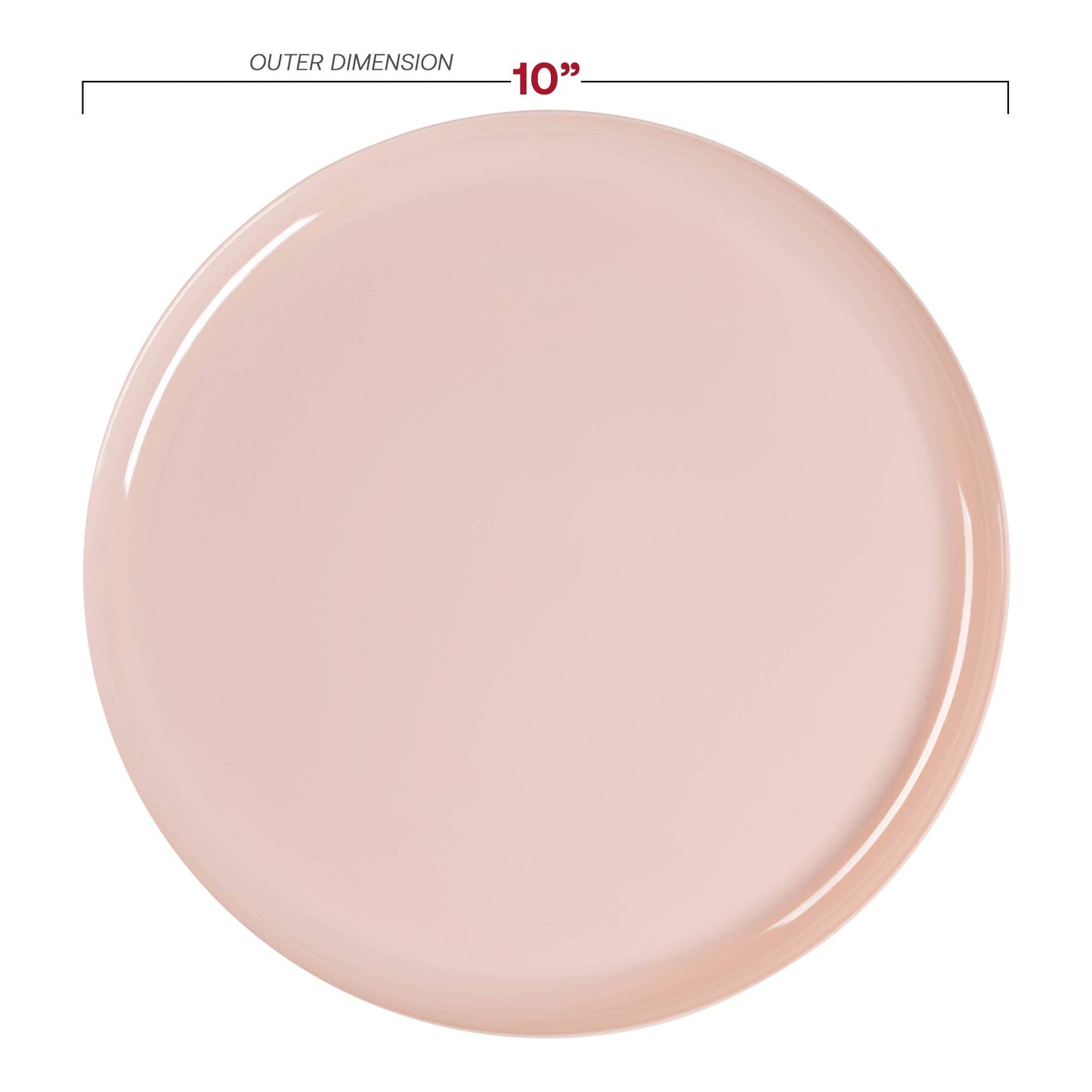 10" Pink Flat Round Plastic Dinner Plates