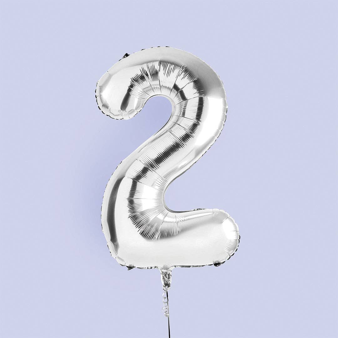 Silver Number '2' Foil Balloon 34"