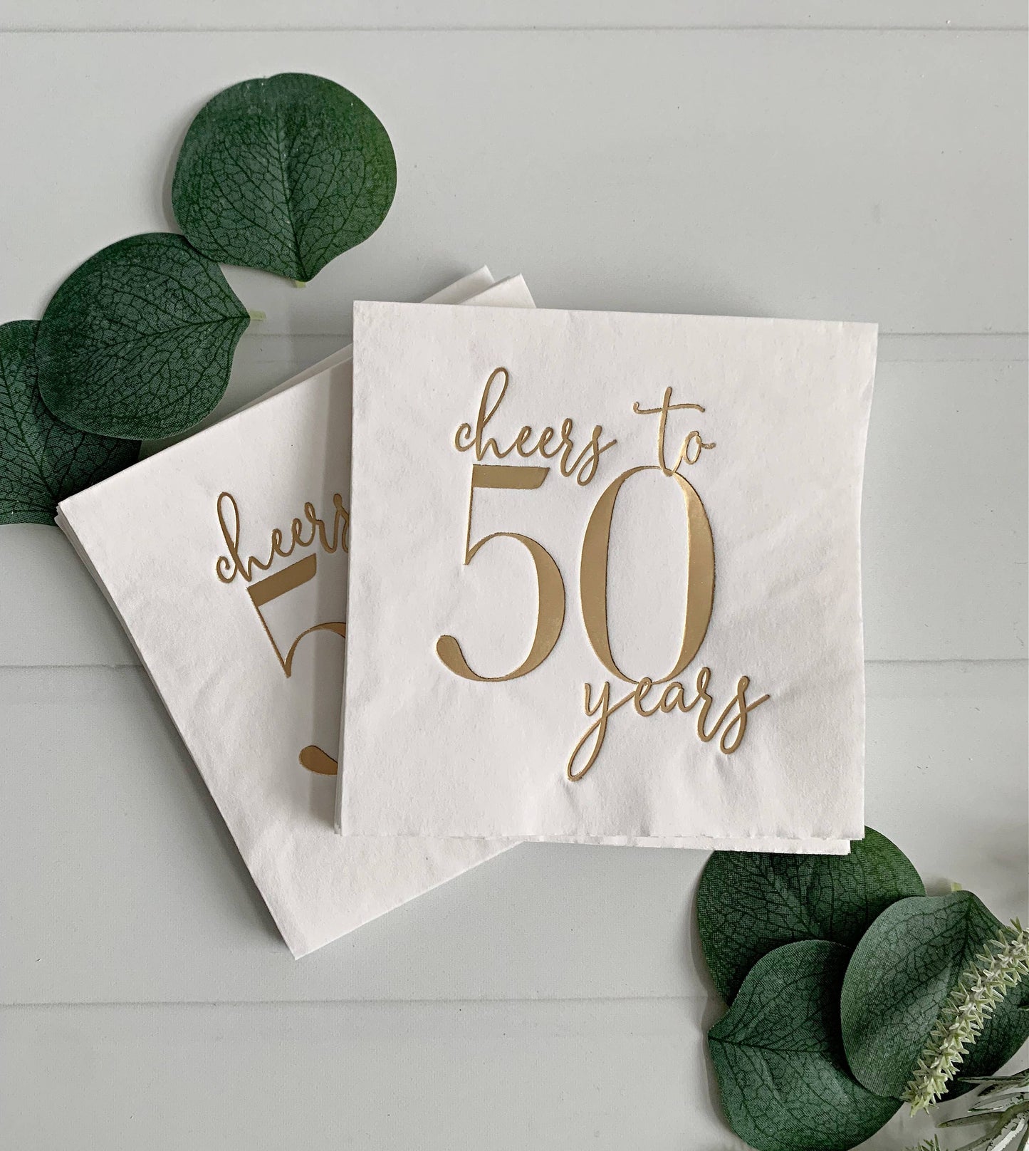 Cheers to 50 Years Cocktail Napkins - Gold on White