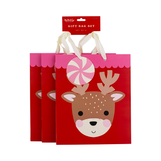 Reindeer Medium Gift Bag Set of 3