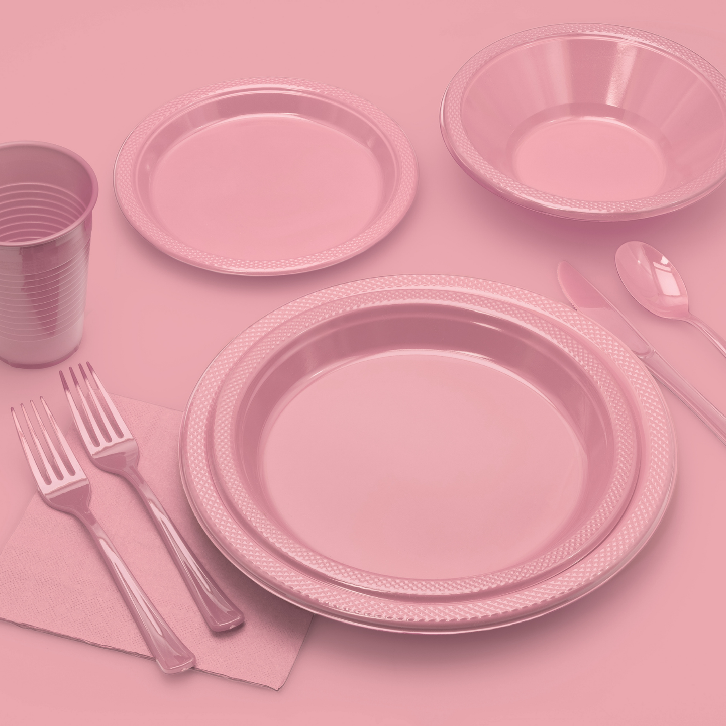 9 In. Pink Plastic Plates Disposable - 50 Ct.