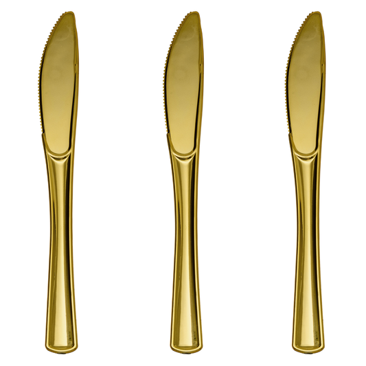 Exquisite Classic Gold Plastic Knives - 20 Count