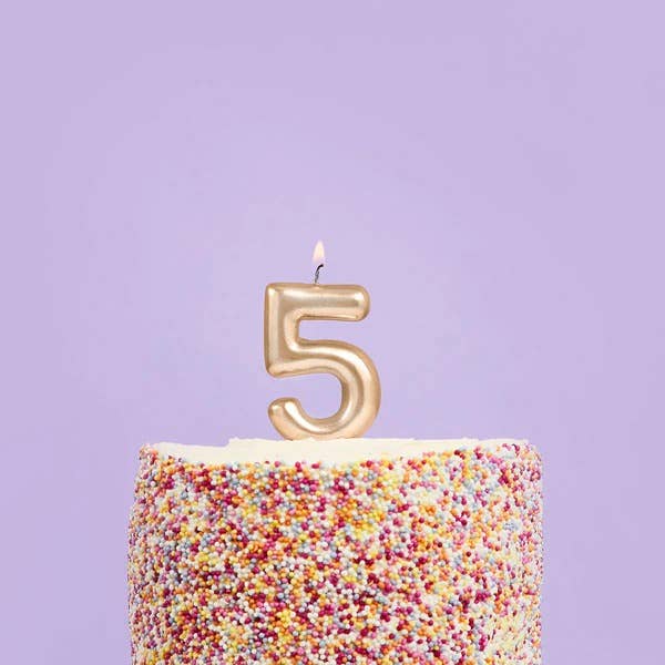 Gold Number '5' Candle