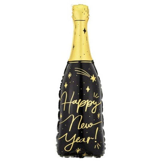 Happy New Year Black Bottle Foil Balloon 39 in.