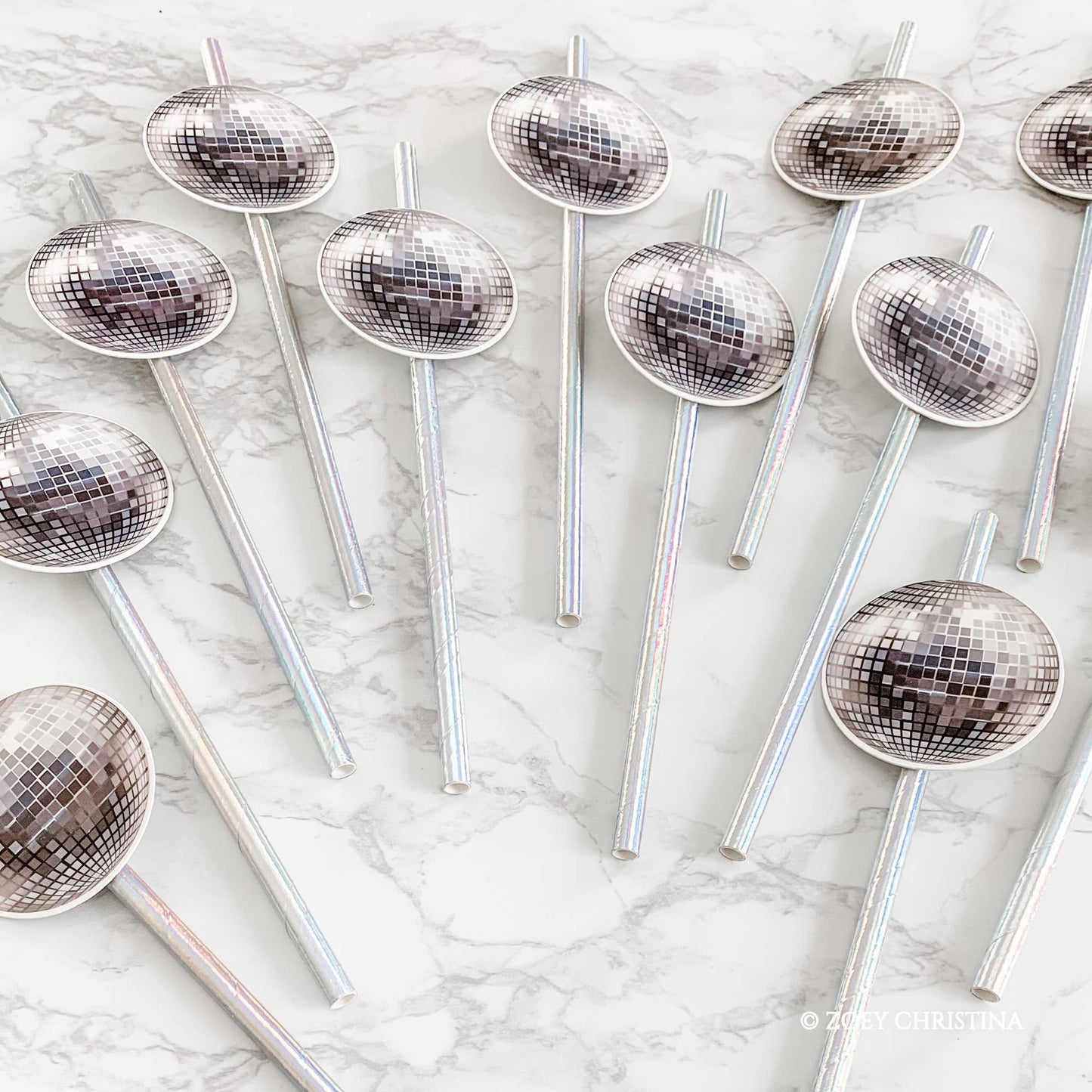 Disco Ball Themed Paper straws (12 Pack)