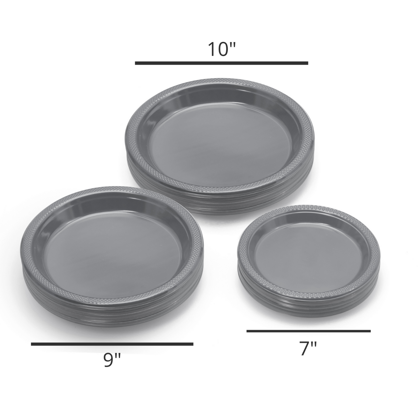 10 In. Silver Plastic Plates Disposable - 50 Ct.