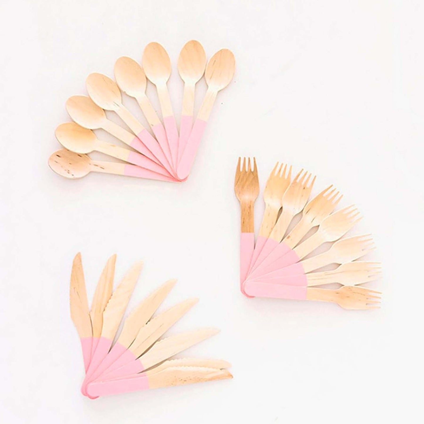 Pastel Pink Wooden Utensils (Set of 24)