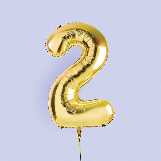 Gold Number '2' Foil Balloon 34"