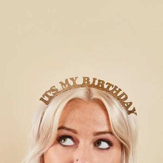 Gold 'Its My Birthday' Glittery Headband