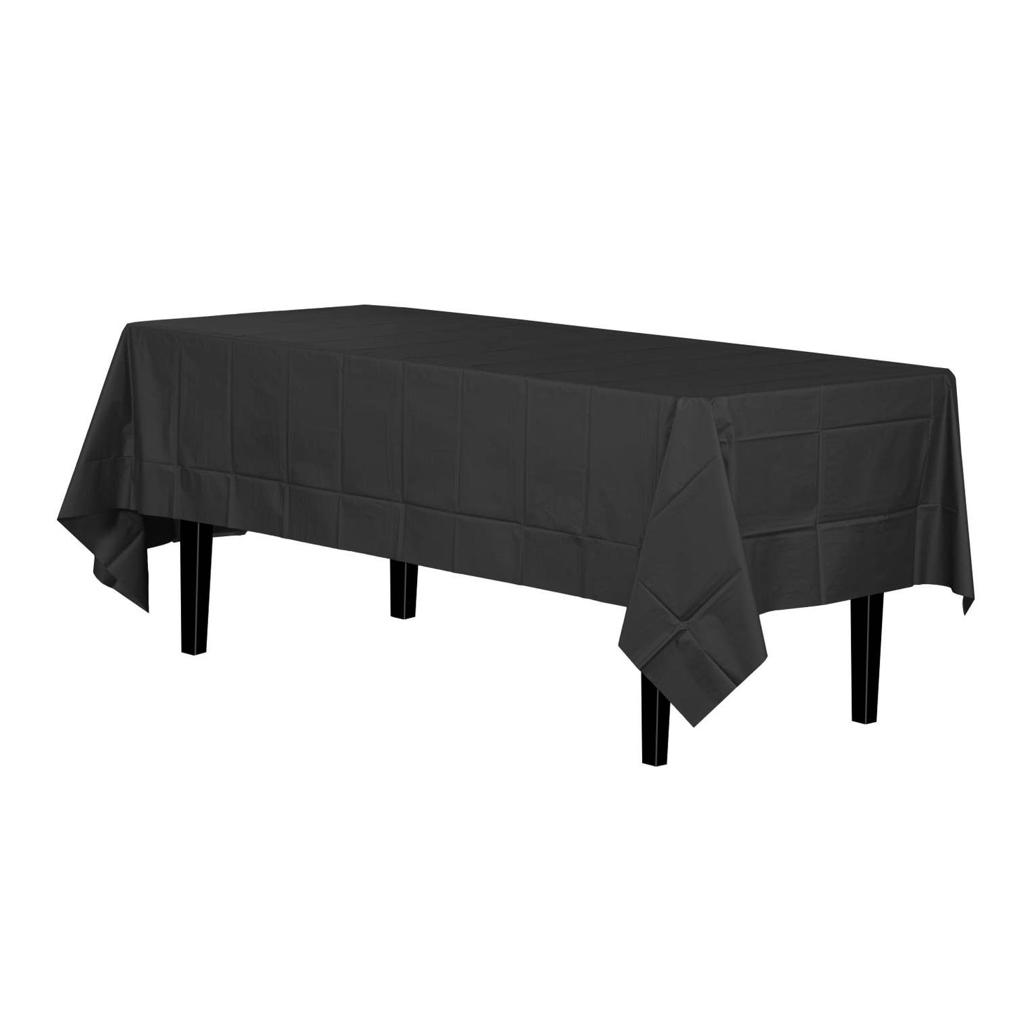 Black Rectangle Disposable Plastic Tablecloth 54in. x 108in.