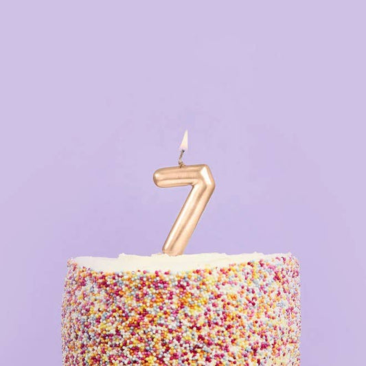 Gold Number '7' Candle