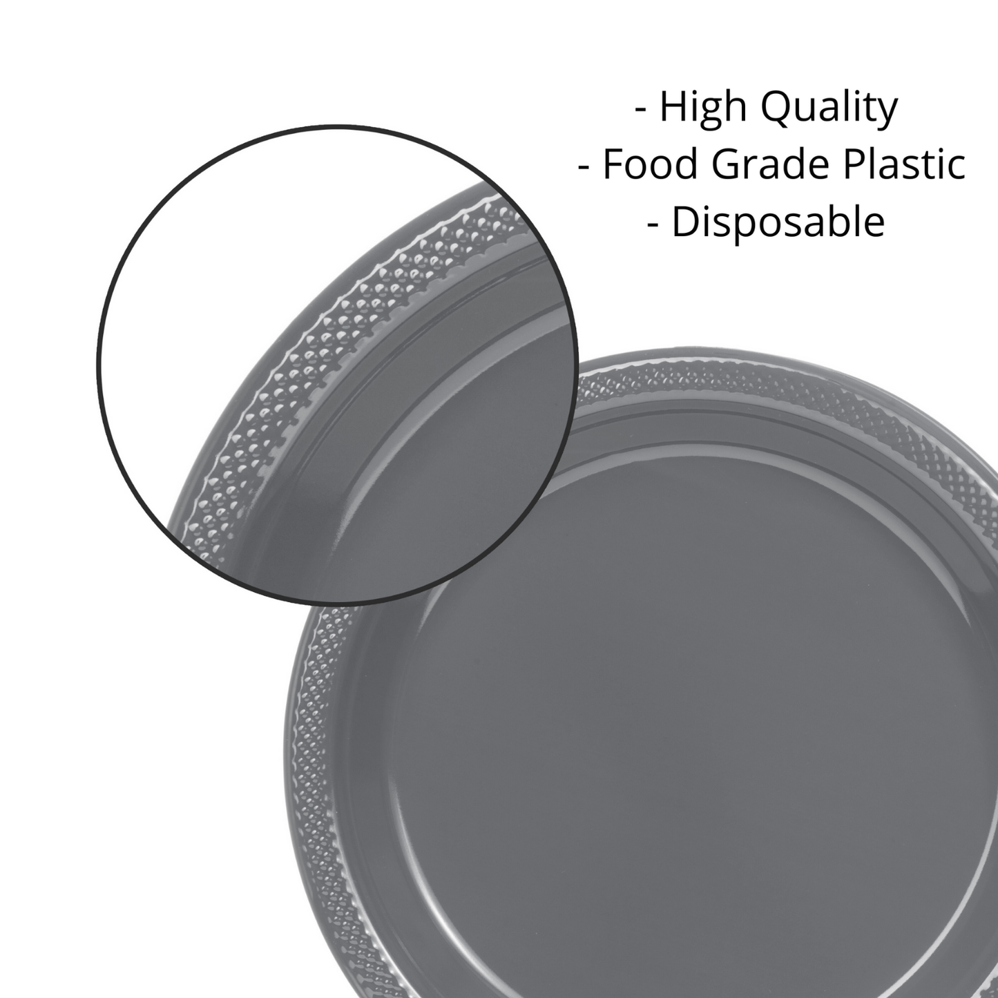 10 In. Silver Plastic Plates Disposable - 50 Ct.